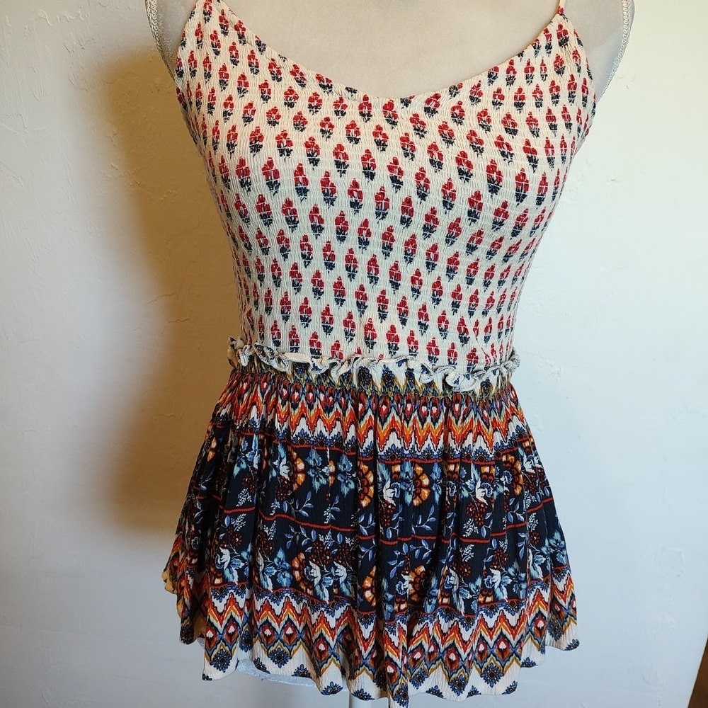 Anthropologie Patrons of Peace Baby Doll Sz Small Cropped Tank Top‎ Boho Floral